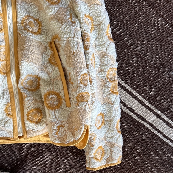 Anthropologie Cream and Yellow Floral Teddy Jacket - Picture 5 of 5